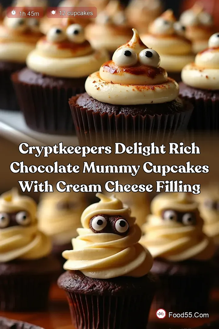 CryptKeepers Delight Rich Chocolate Mummy Cupcakes with Cream Cheese Filling