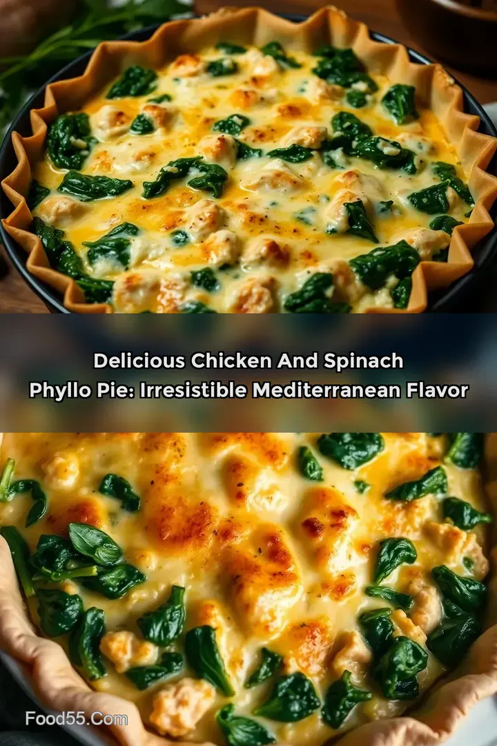 Delicious Chicken and Spinach Phyllo Pie: Irresistible Mediterranean Flavor