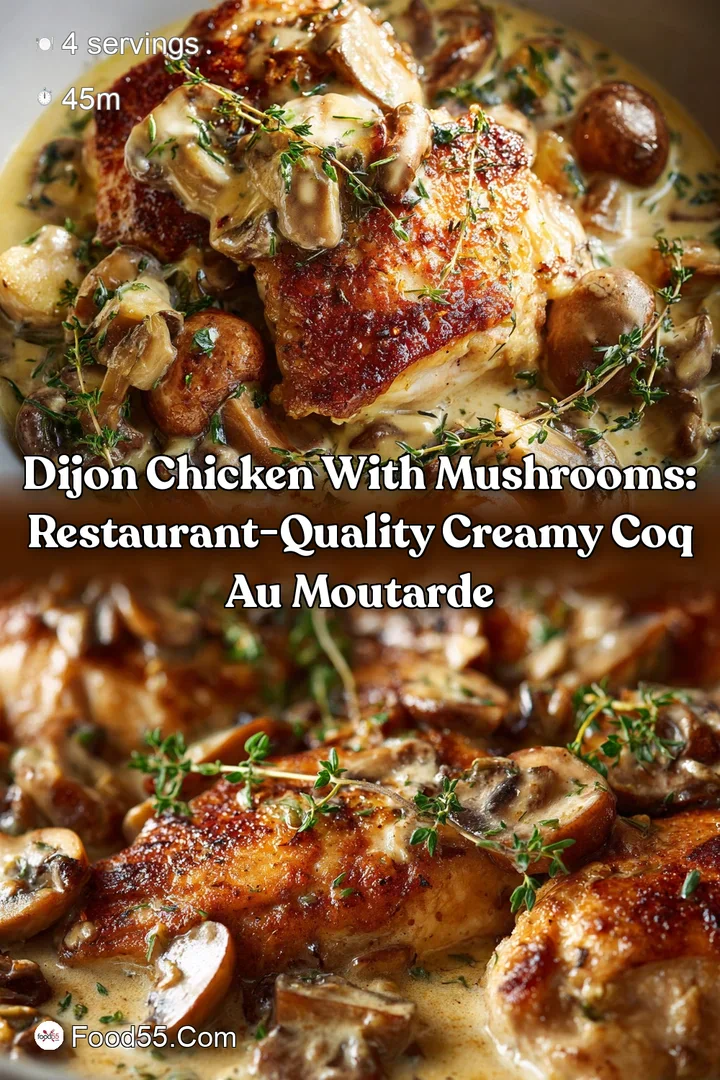 Dijon chicken with mushrooms: Restaurant-Quality Creamy Coq au Moutarde