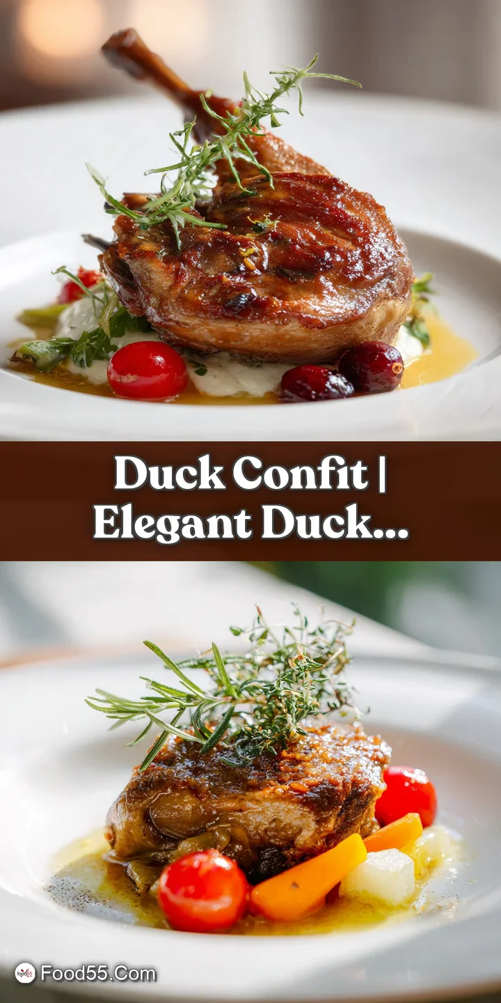 Close-up of succulent, slow-cooked duck with deeply browned, crackling skin and glistening juices