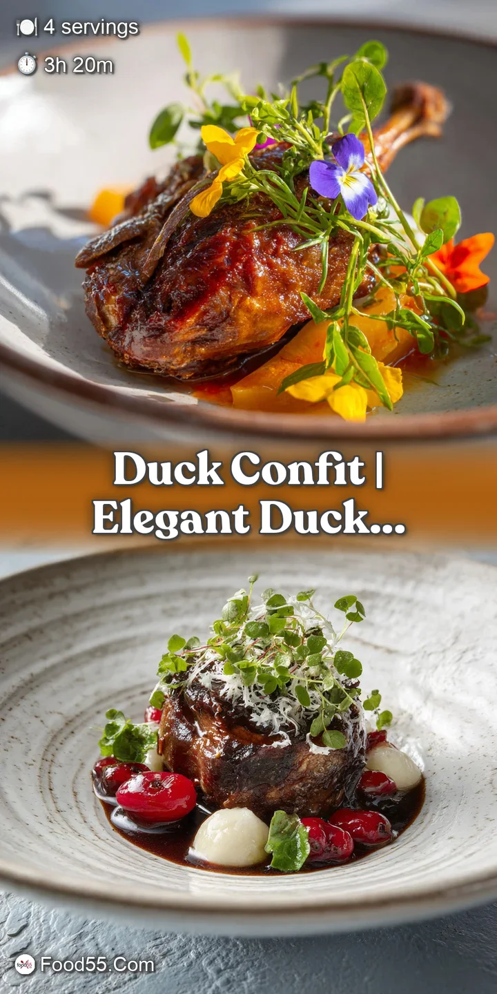 Close-up of crackling, honey-hued duck skin with tender, juicy meat and a small pool of shimmering savory oil