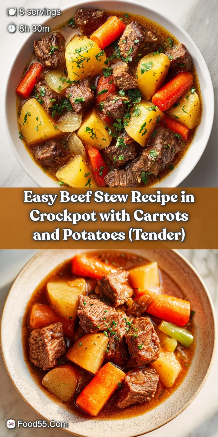 Macro shot of tender, slow-cooked beef and softened orange carrots coated in a thick, savory brown reduction.