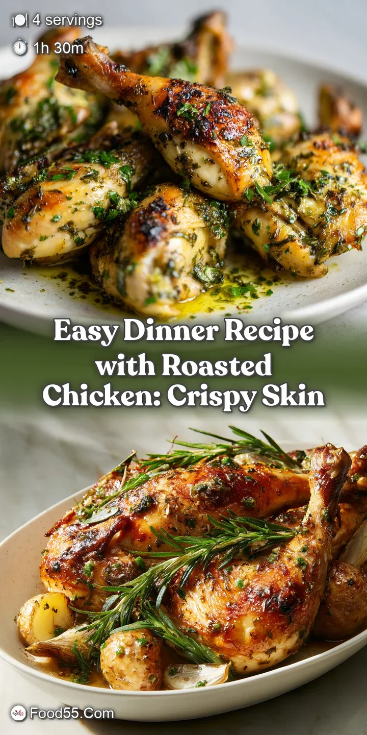 Close-up reveals juicy, browned chicken skin with herbs, beside glazed carrots and onions. The aroma almost escapes the fr...