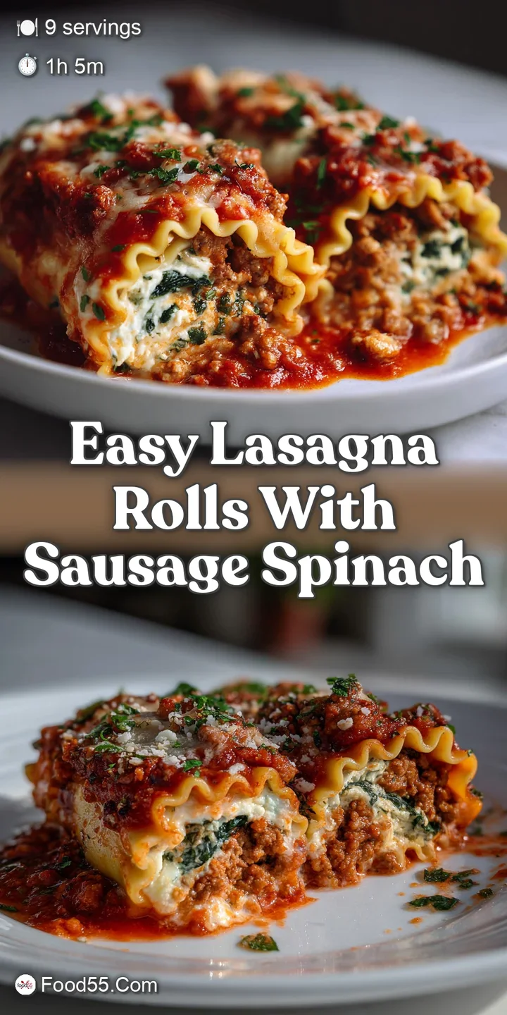 Easy Lasagna Rolls with Sausage Spinach