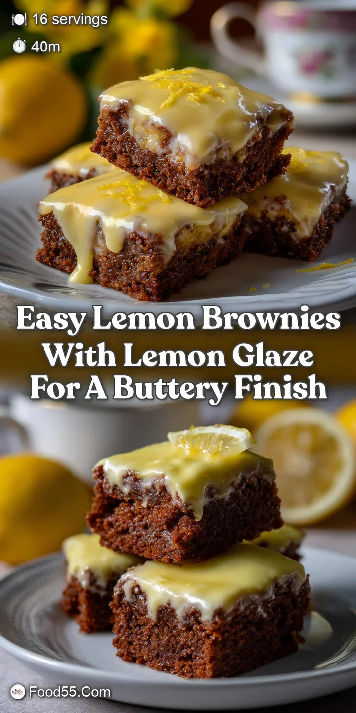 Easy Lemon Brownies with Lemon Glaze for a Buttery Finish