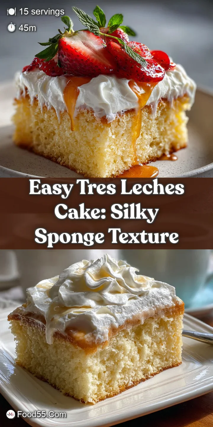 Close-up view of creamy tres leches cake; spongey texture, milk-soaked, creating a luscious dessert with a hint of cinnamo...