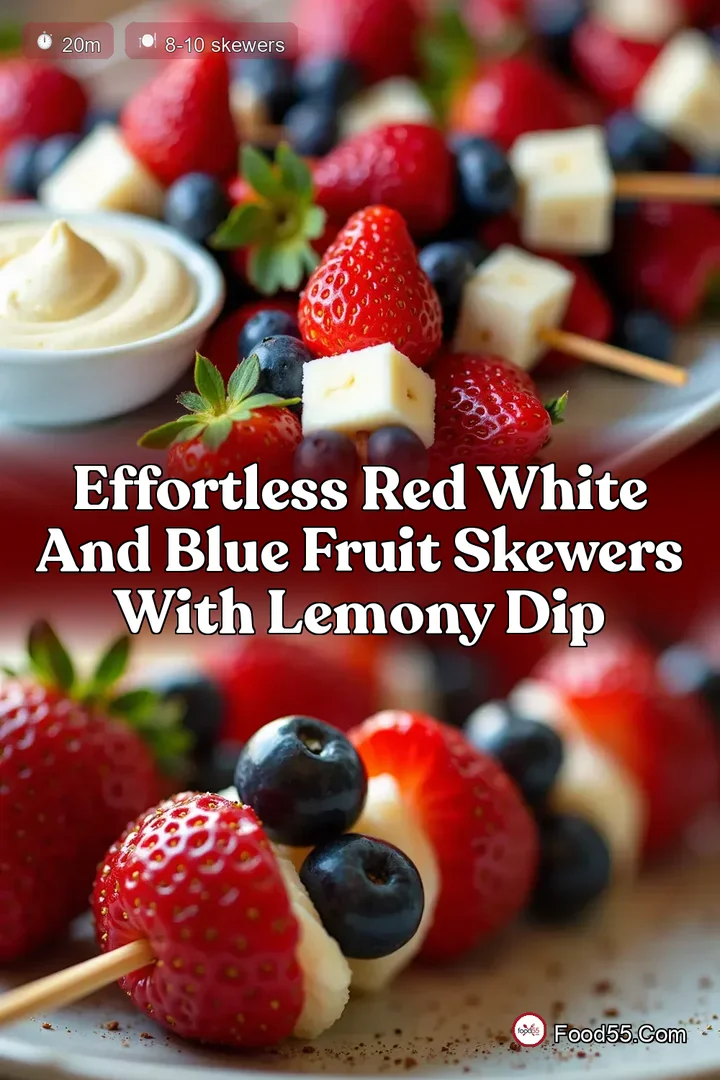 Effortless Red White and Blue Fruit Skewers with Lemony Dip