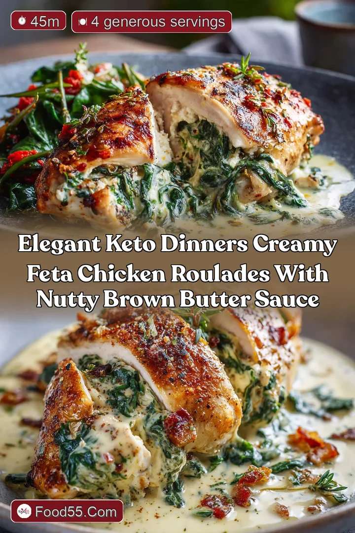 Elegant Keto Dinners Creamy Feta Chicken Roulades with Nutty Brown Butter Sauce