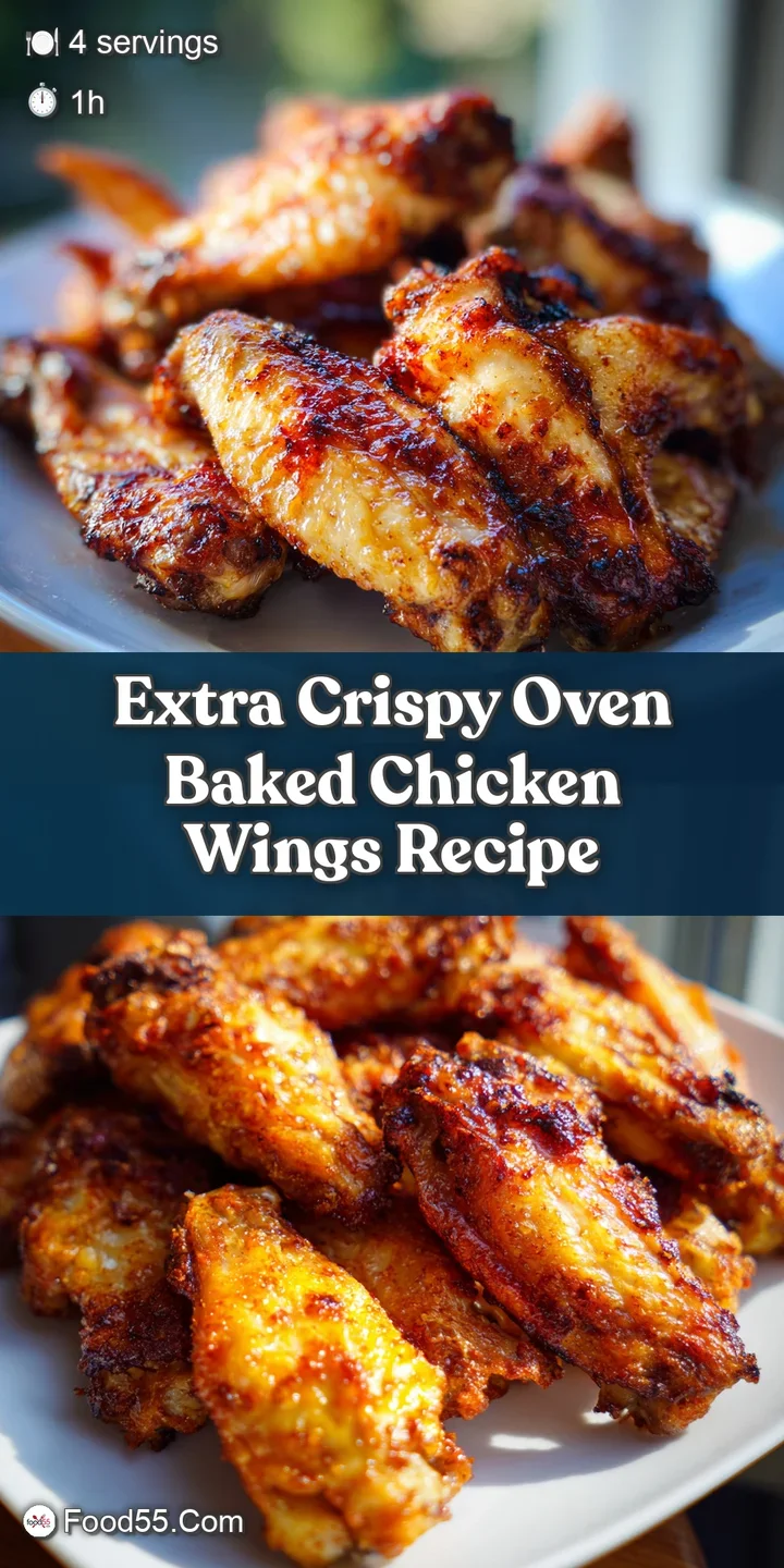 Close-up shot of a juicy, extra crispy baked chicken wing with visible seasonings; glistening and ready for a bite.