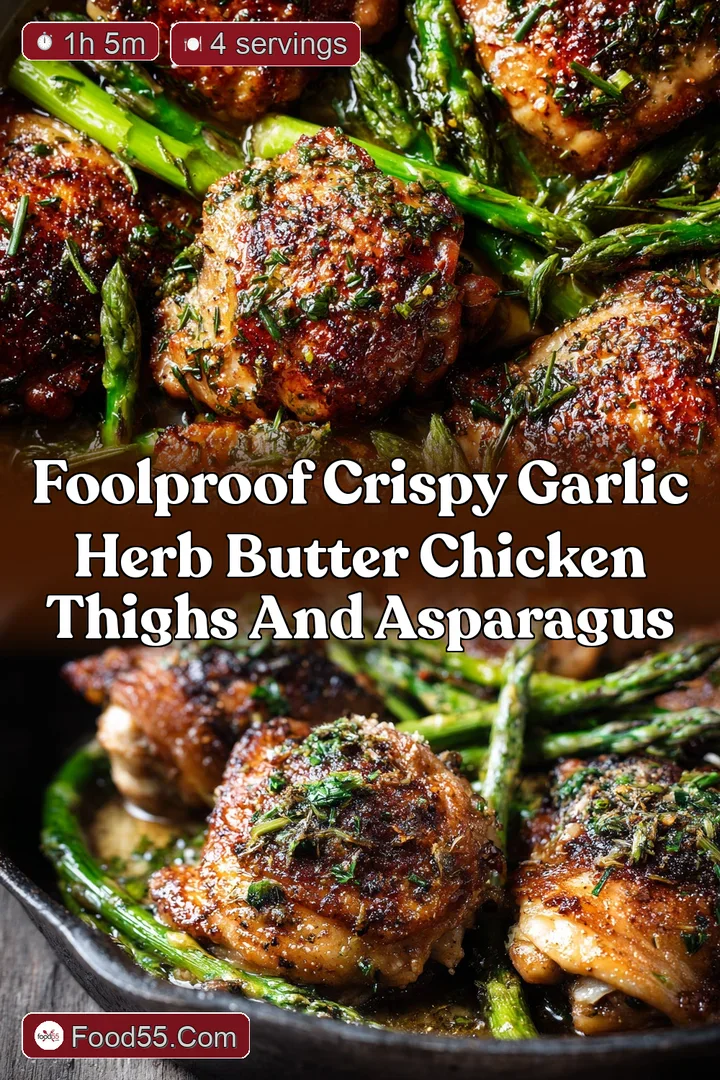 Foolproof Crispy Garlic Herb Butter Chicken Thighs and Asparagus