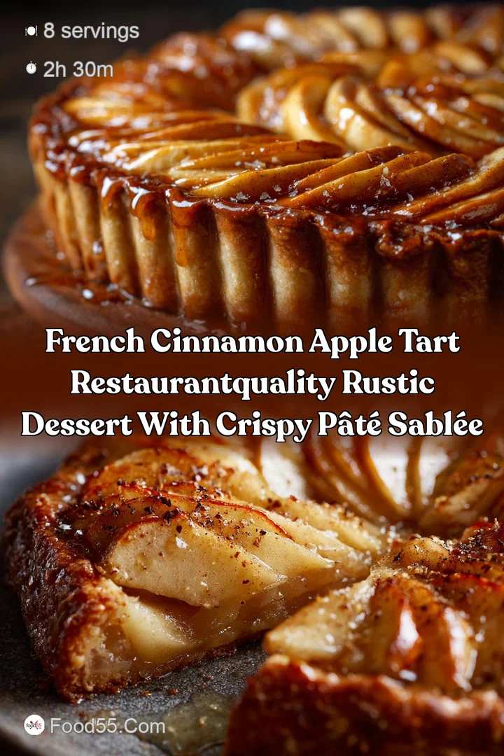 French Cinnamon Apple Tart RestaurantQuality Rustic Dessert with Crispy P&acirc;t&eacute; Sabl&eacute;e