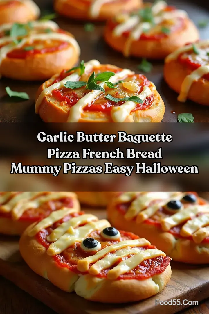 Garlic Butter Baguette Pizza French Bread Mummy Pizzas Easy Halloween