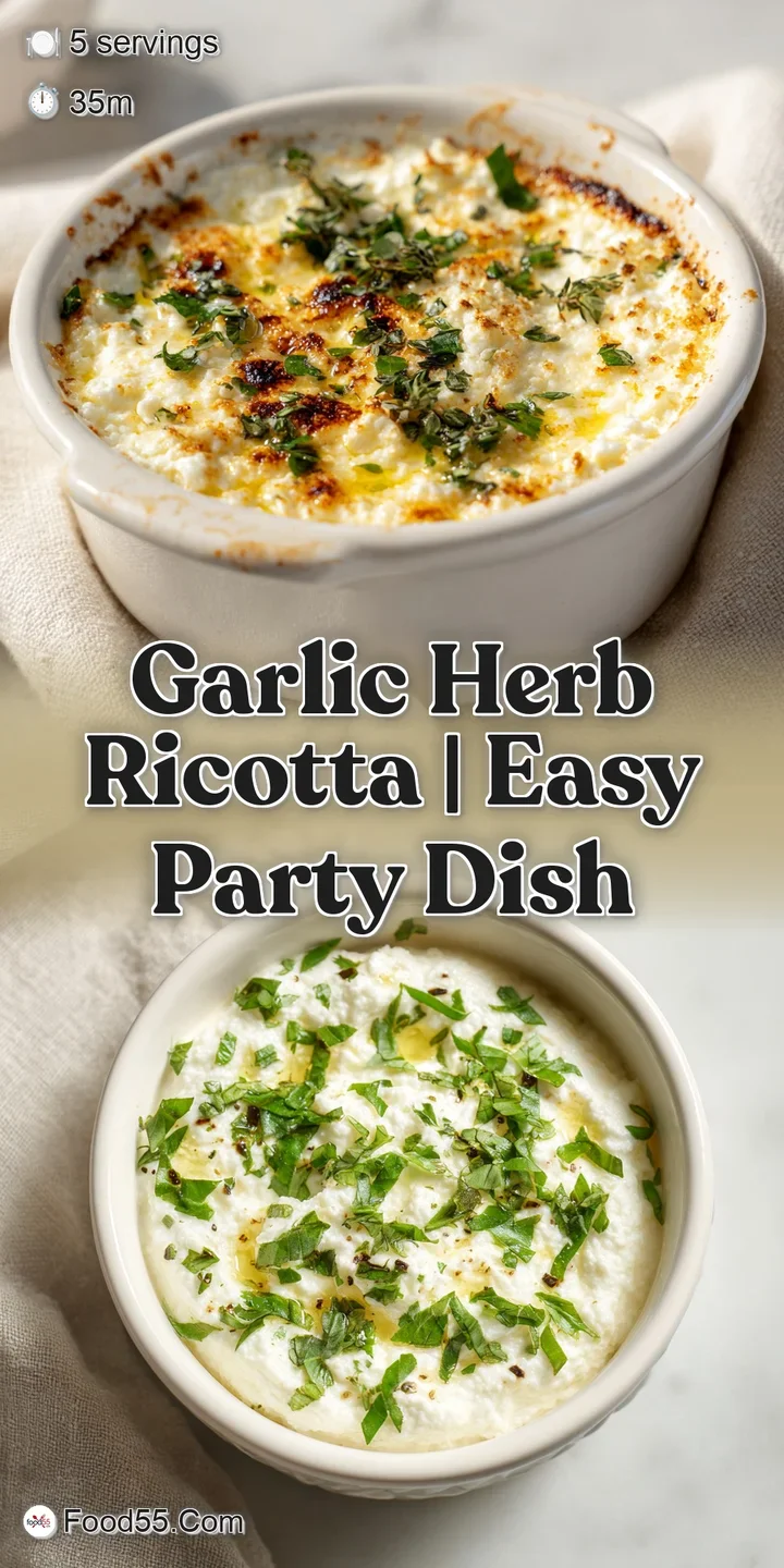 Ricotta Dish Recipe with Garlic and Herbs for 5 Servings - appetizing dish ready to serve