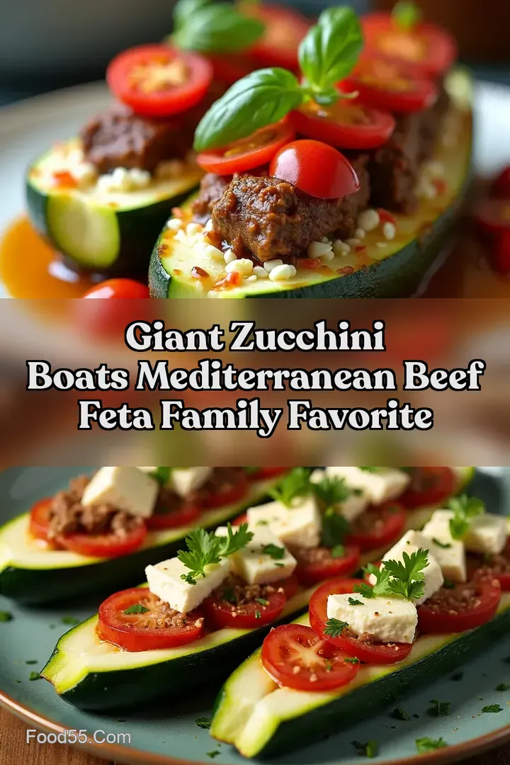 Giant Zucchini Boats Mediterranean Beef Feta Family Favorite