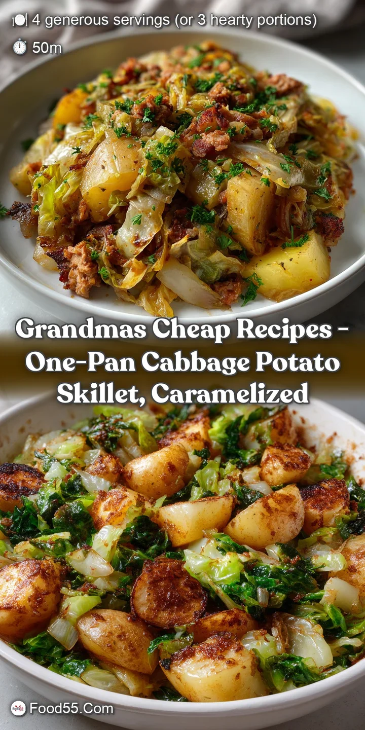 Grandmas Cheap Recipes - One-Pan Cabbage Potato Skillet Caramelized