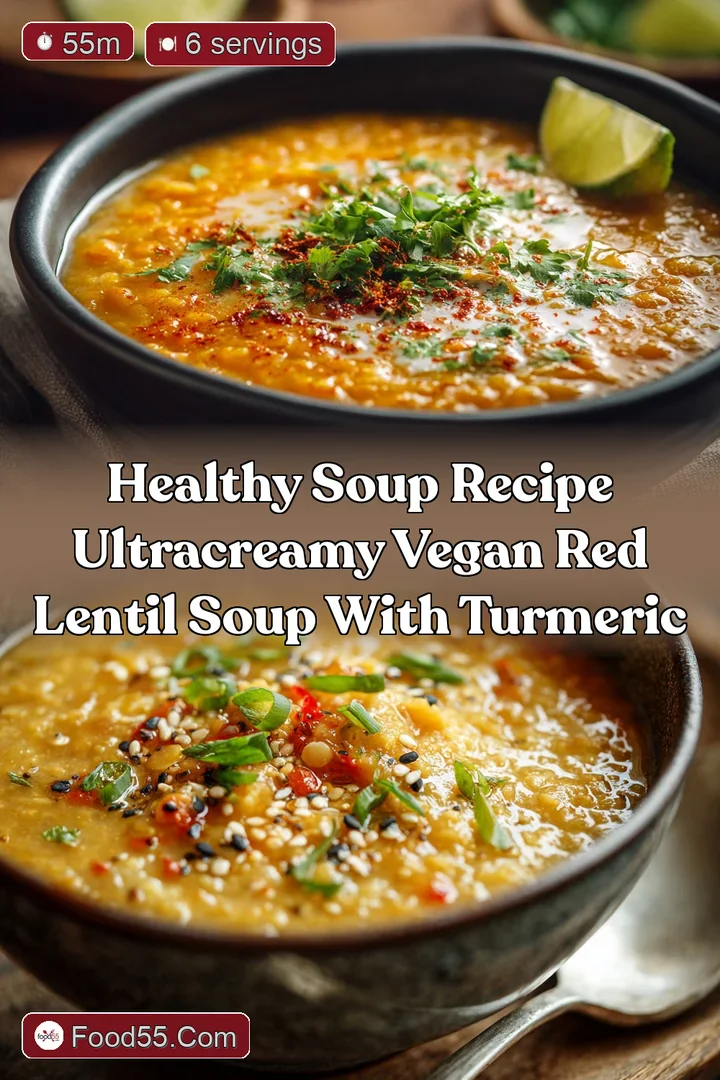 Healthy Soup Recipe UltraCreamy Vegan Red Lentil Soup with Turmeric