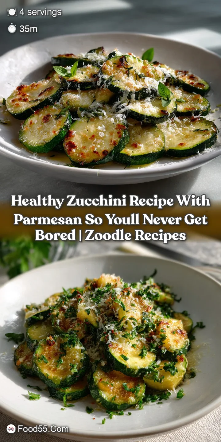 Close-up shot of tender zucchini, speckled with parmesan, offering a delightful interplay of textures and the promise of a...