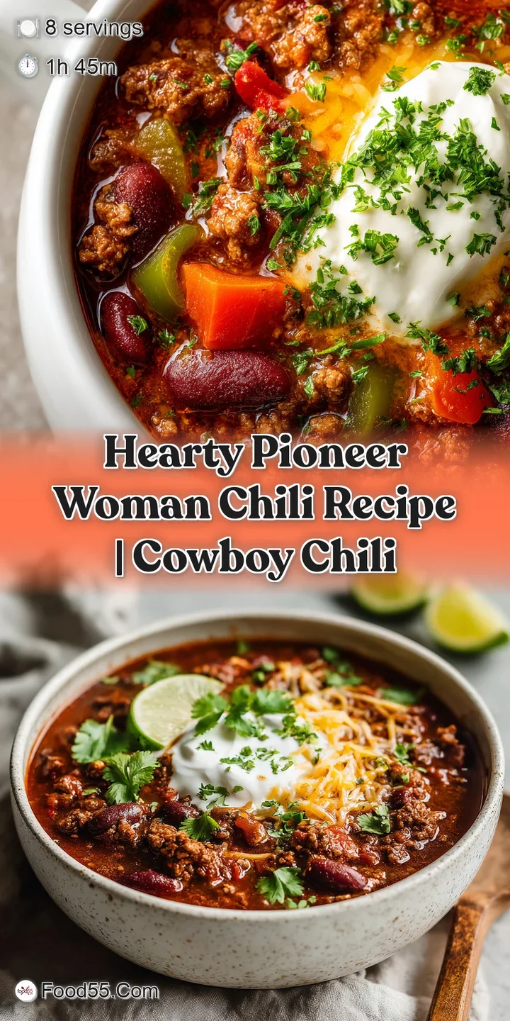 Close-up of hearty chili: ground beef, beans, and a rich tomato base, topped with creamy cheese and freshly chopped green ...