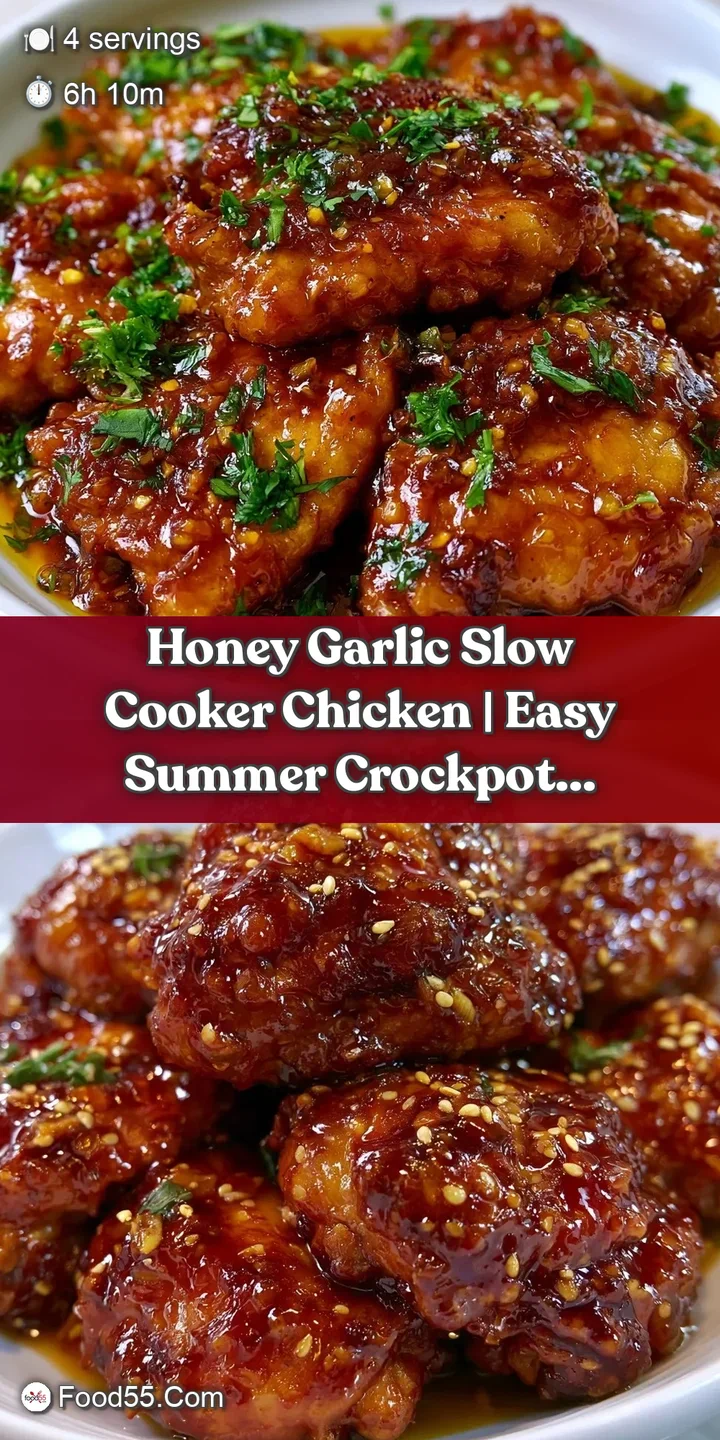 Extreme close-up of succulent chicken with a thick, shimmering amber glaze and tiny flecks of minced garlic.