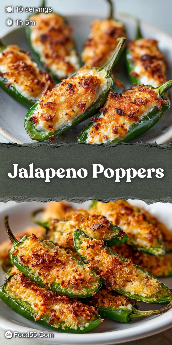 Close-up of a baked jalape&ntilde;o popper with golden, crispy breadcrumbs and melted cheese spilling out. Hints of vibrant green...