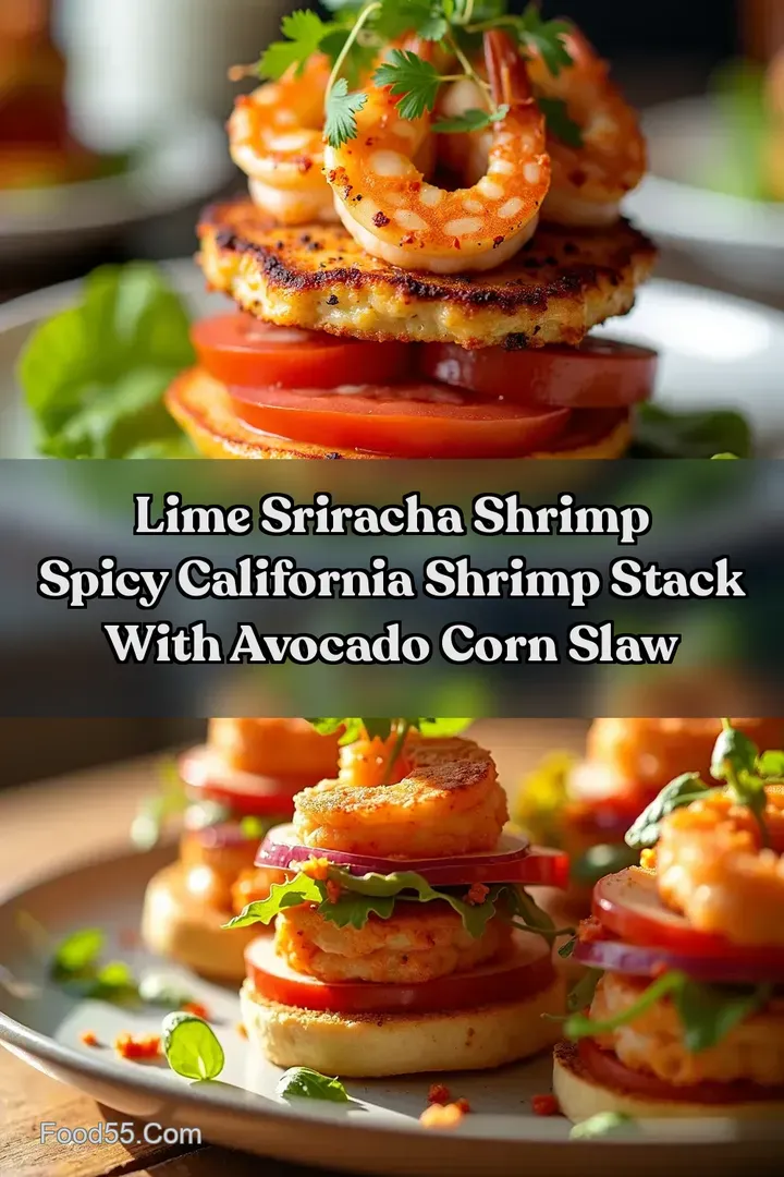 Lime Sriracha Shrimp Spicy California Shrimp Stack With Avocado Corn Slaw