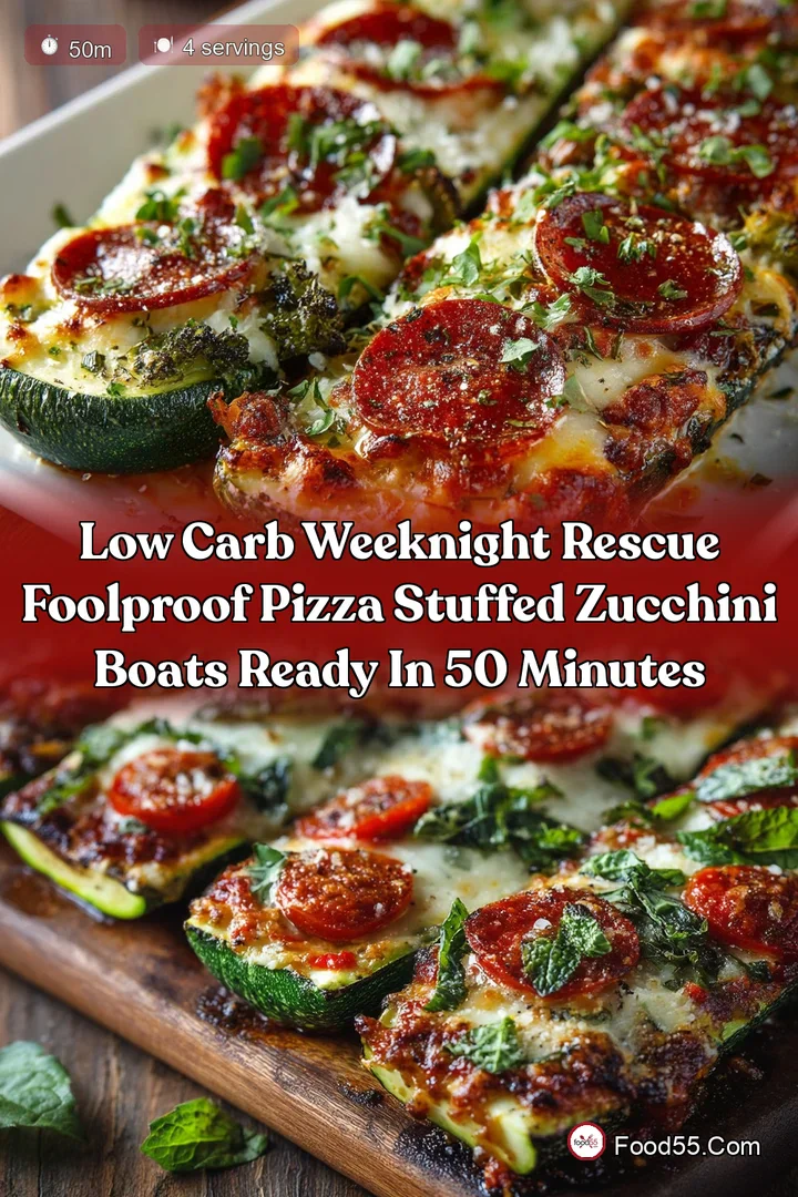 Low Carb Weeknight Rescue Foolproof Pizza Stuffed Zucchini Boats Ready in 50 Minutes