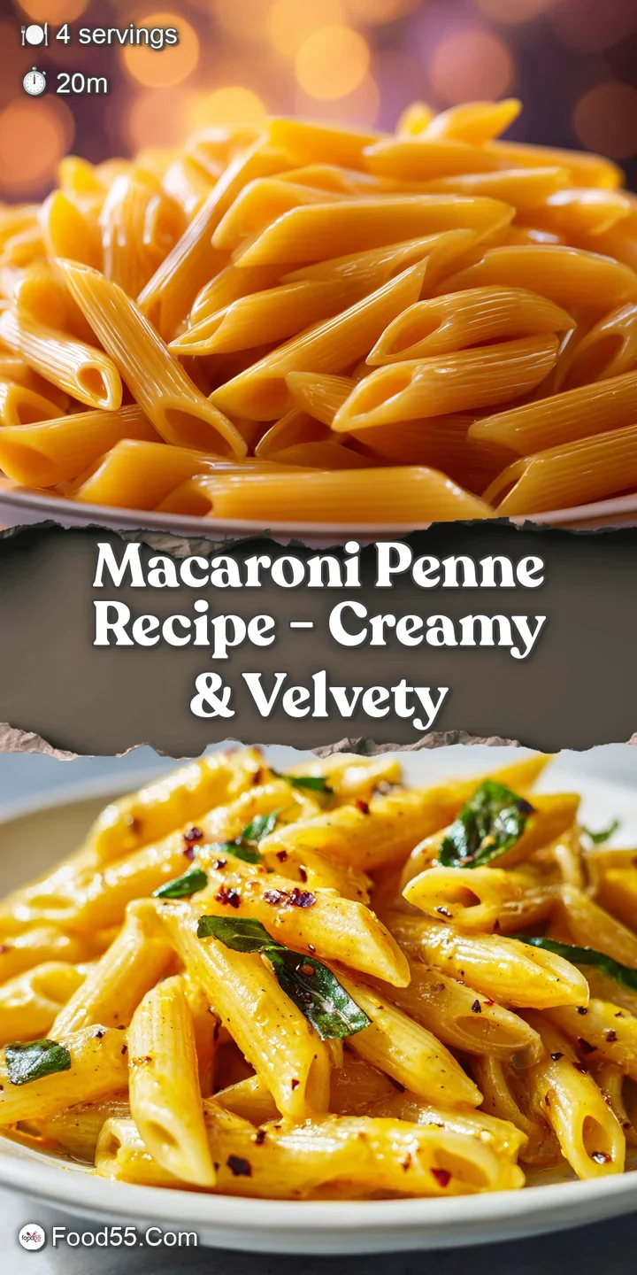 Close-up of creamy penne pasta, showcasing a rich, golden cheese sauce. Bubbles and textures hint at a warm, satisfying meal.