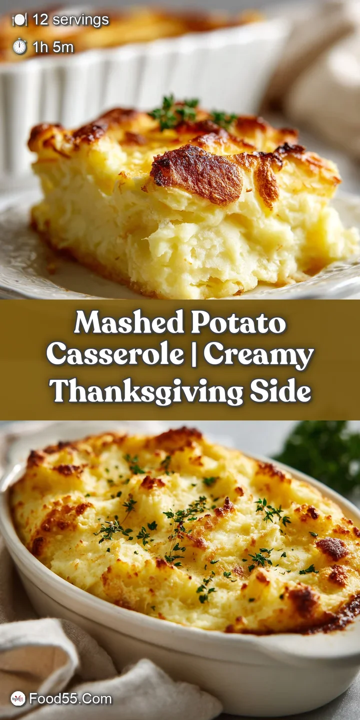 Close-up of a creamy, steaming bite of mashed potato casserole. Note the soft, fluffy texture and golden-brown baked crust.