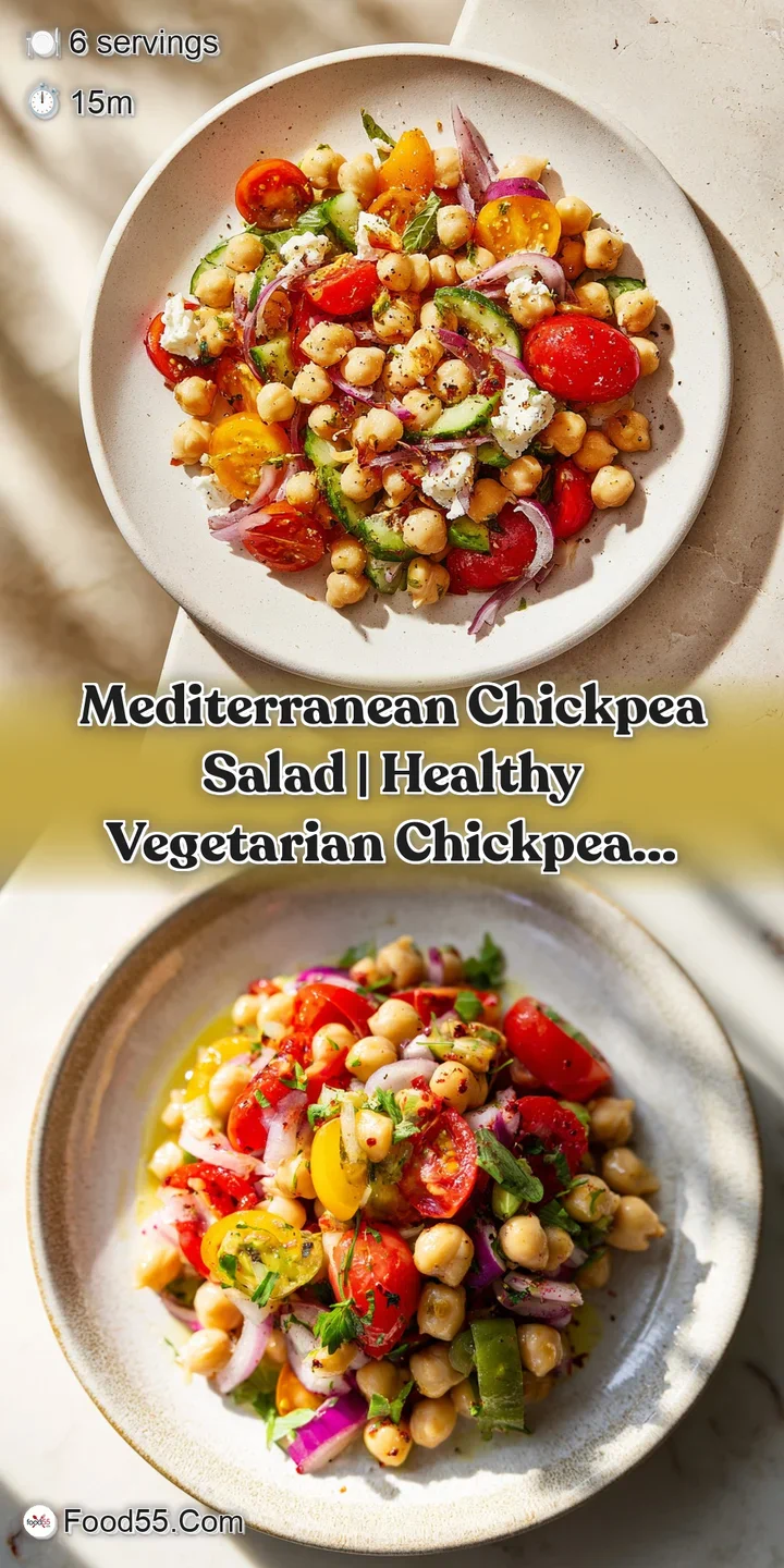 Close-up of bright chickpeas and creamy feta cheese, sprinkled with colorful chopped vegetables.