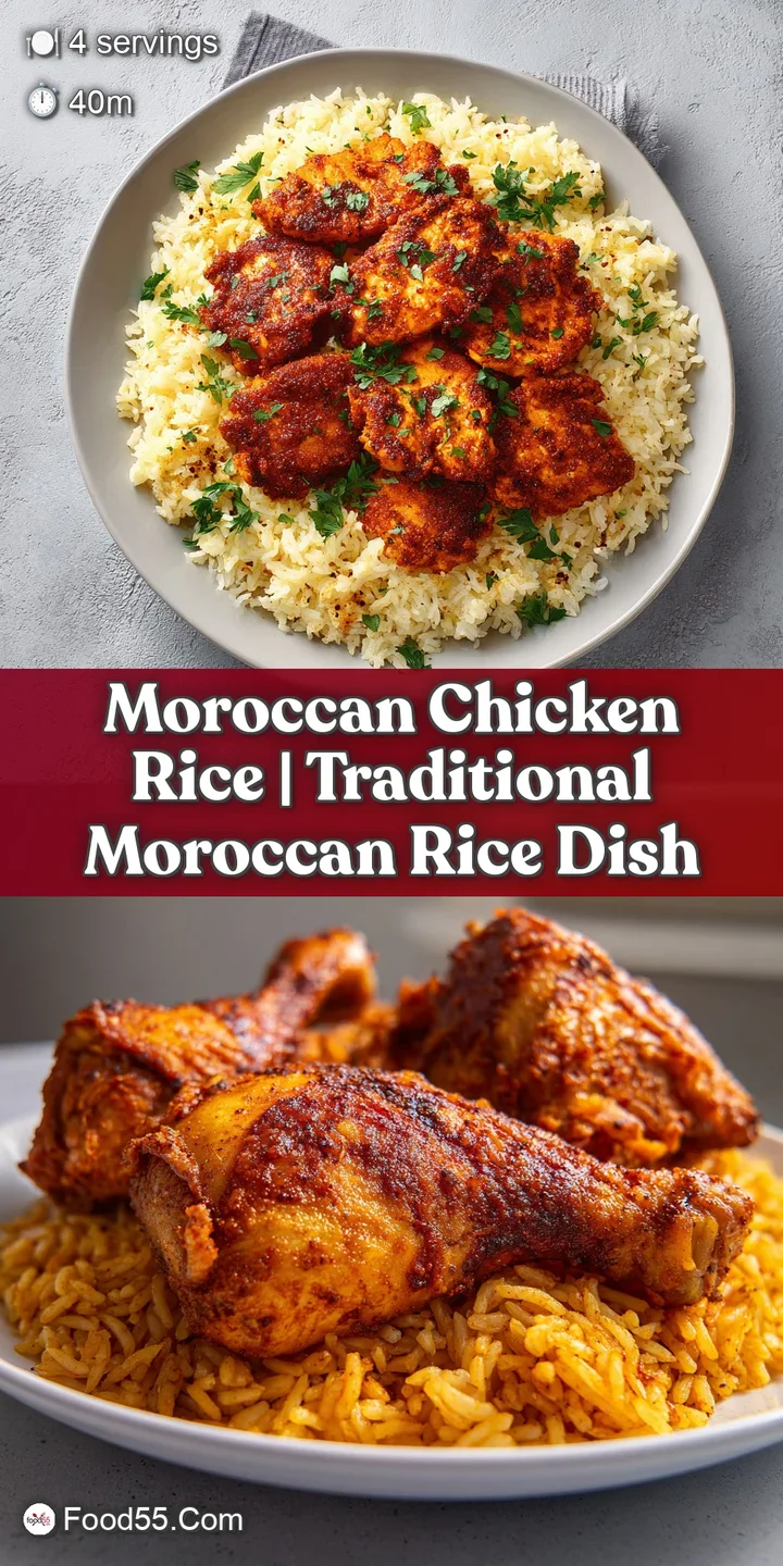 Macro shot of juicy, charred chicken skin resting on fluffy yellow rice with glistening olives and sweet carrots.