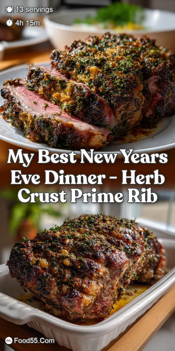 Close-up of a tender, medium-rare prime rib slice with visible marbling, promising a rich, flavorful bite with a hint of s...