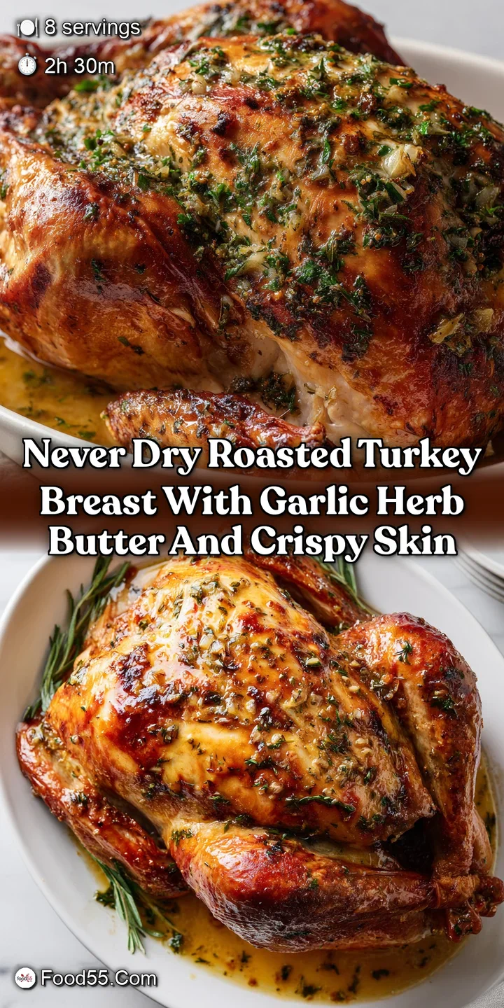 Never Dry Roasted Turkey Breast with Garlic Herb Butter and Crispy Skin
