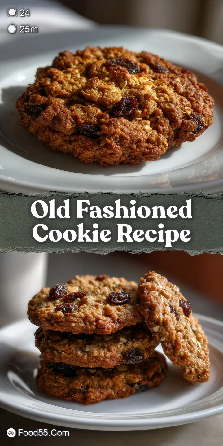 Close-up of a soft, freshly baked oatmeal raisin cookie. See the plump raisins and coarse oats in the golden dough.