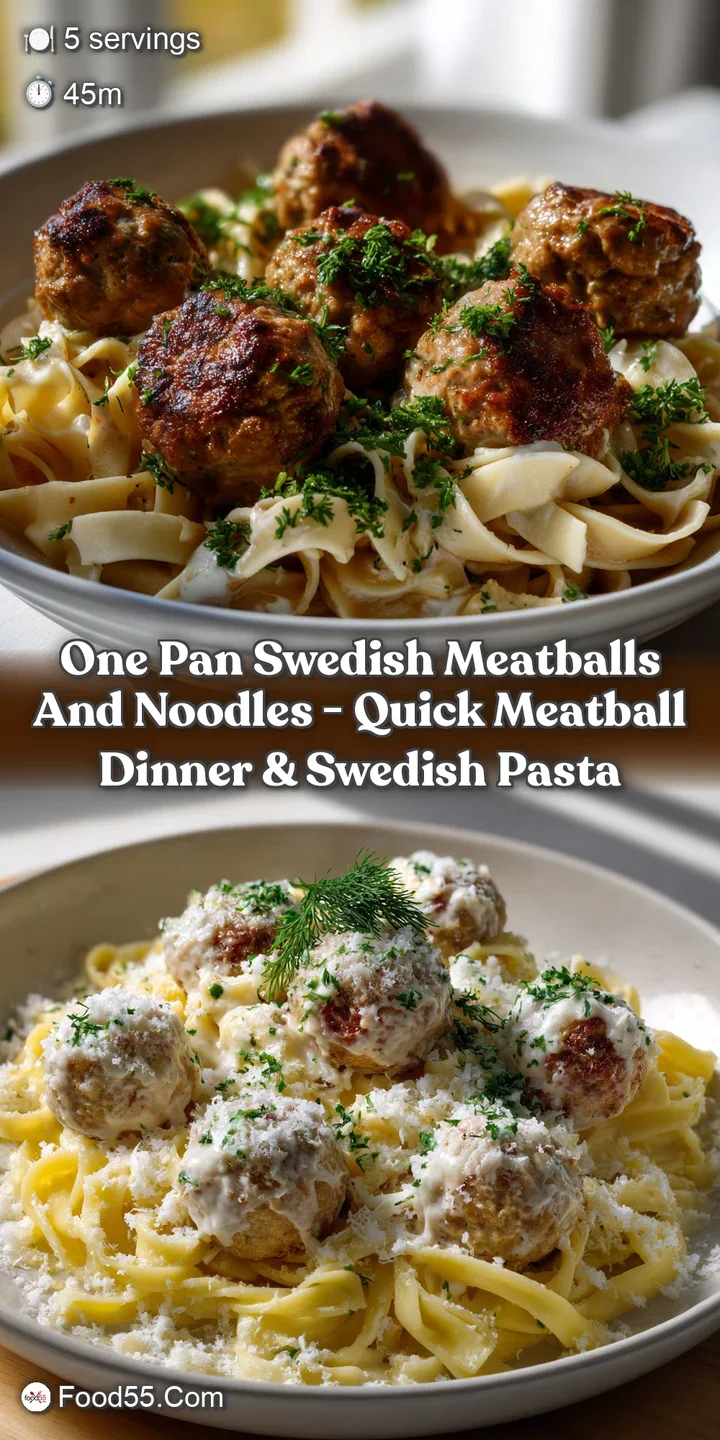 One Pan Swedish Meatballs and Noodles - Quick Meatball Dinner & Swedish Pasta