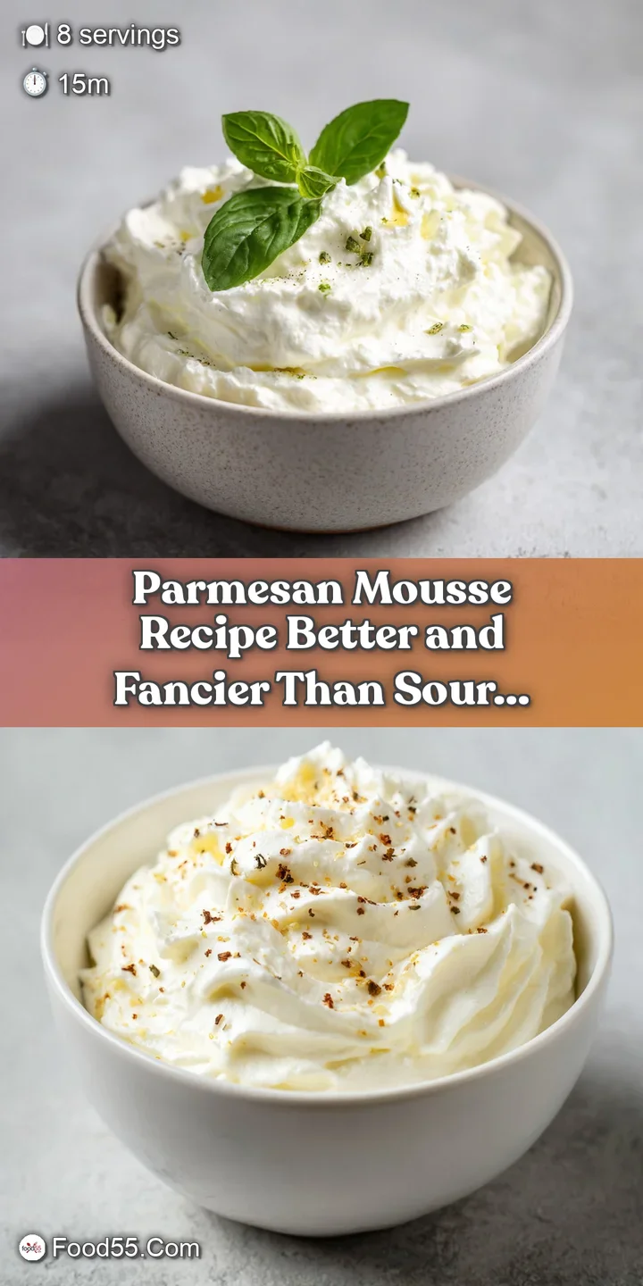 Close-up revealing the delicate, airy texture of parmesan mousse, speckled with fresh herbs, inviting you to savor its cre...