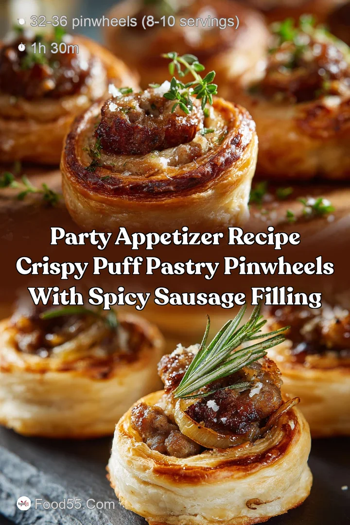 Party Appetizer Recipe Crispy Puff Pastry Pinwheels with Spicy Sausage Filling