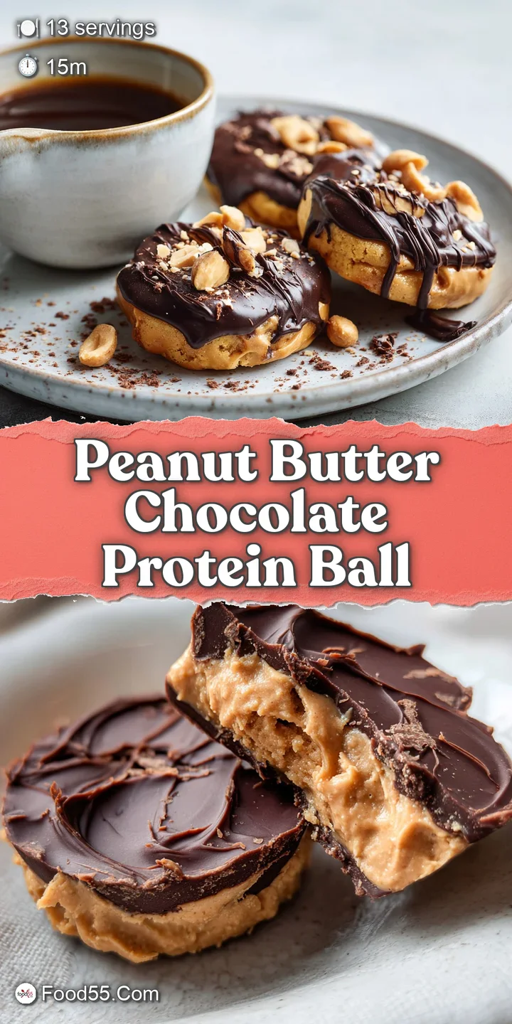 A close-up shot of a protein ball, highlighting the slightly rough texture and the tempting mix of peanut butter and dark ...