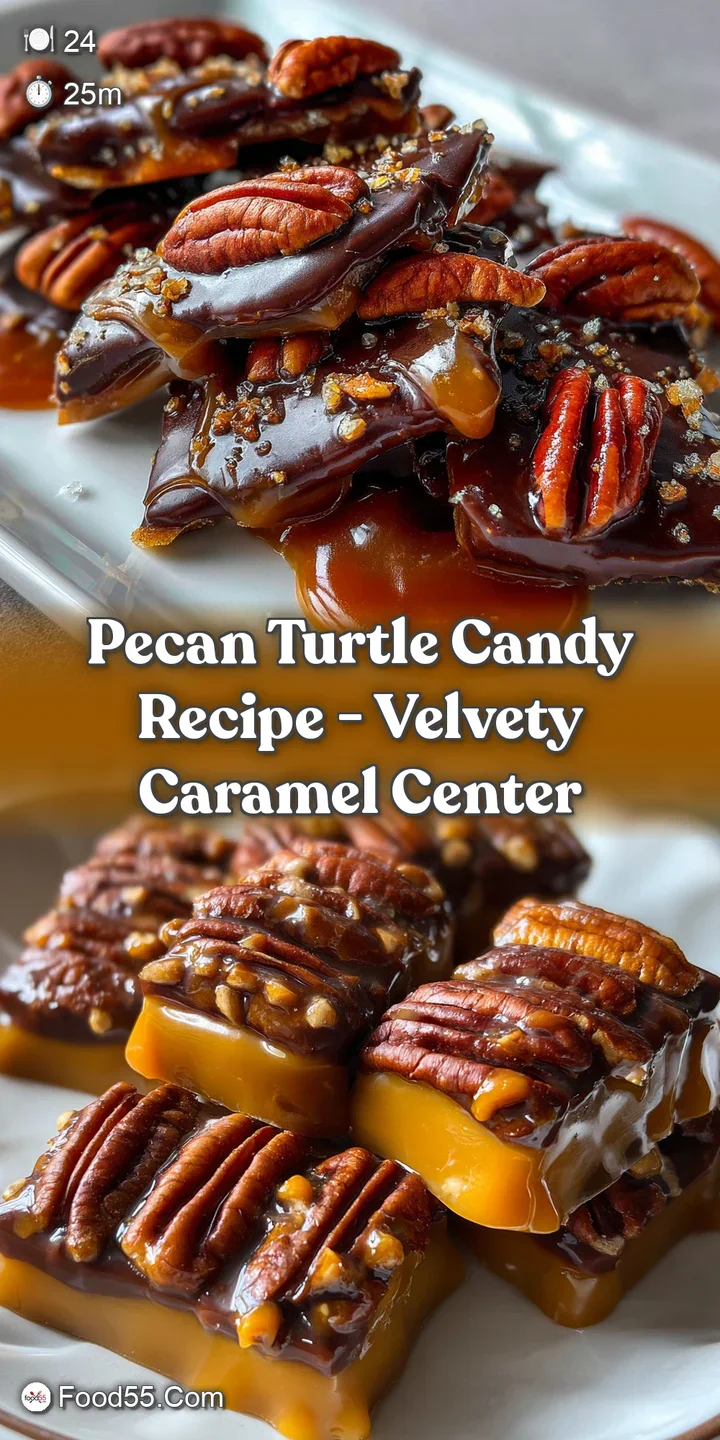 Close-up of a glossy pecan turtle candy with visible layers of chocolate, pecans and caramel enticing you to take a bite.