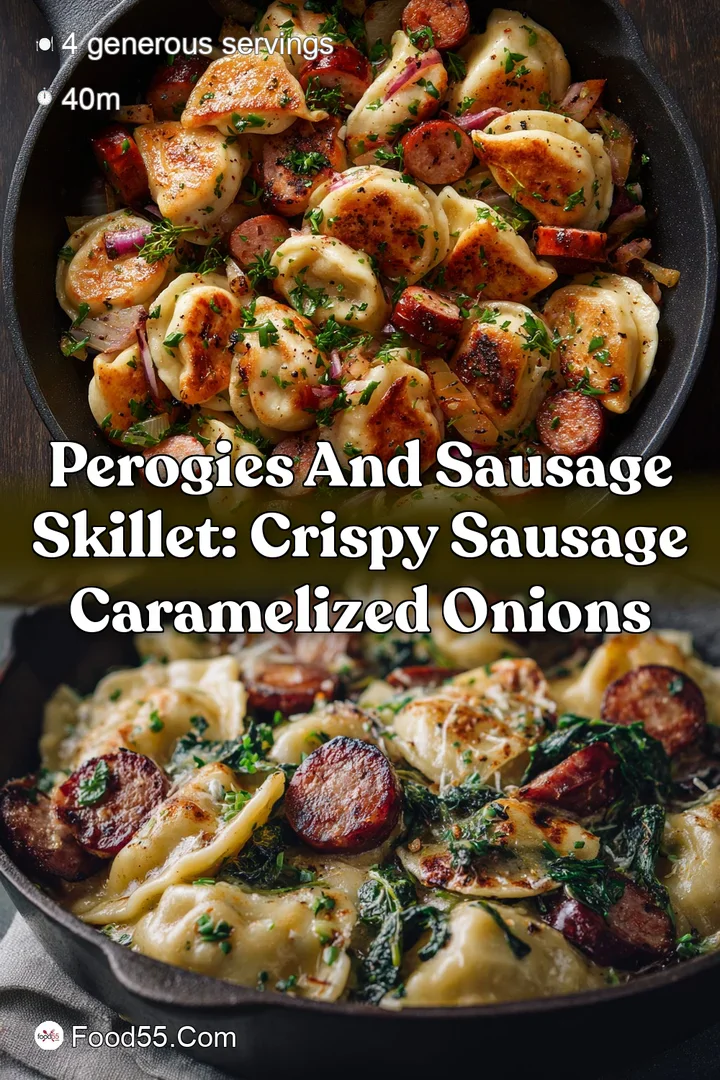 Perogies and Sausage Skillet: Crispy Sausage Caramelized Onions