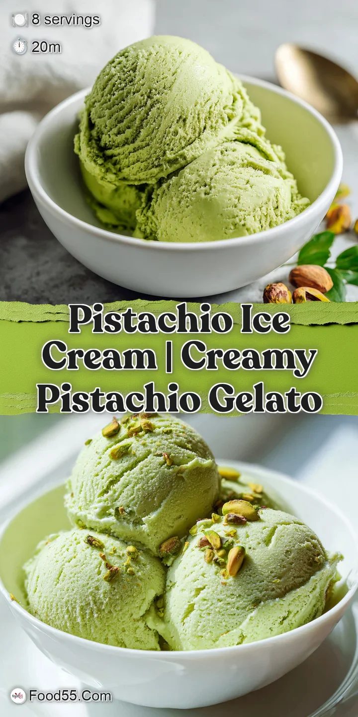 Close-up of a creamy, pale green frozen dessert showing a dense, velvety texture and salty nut fragments