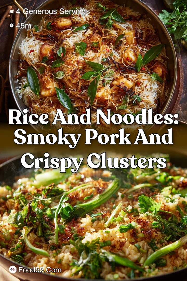 Rice and Noodles: Smoky Pork and Crispy Clusters