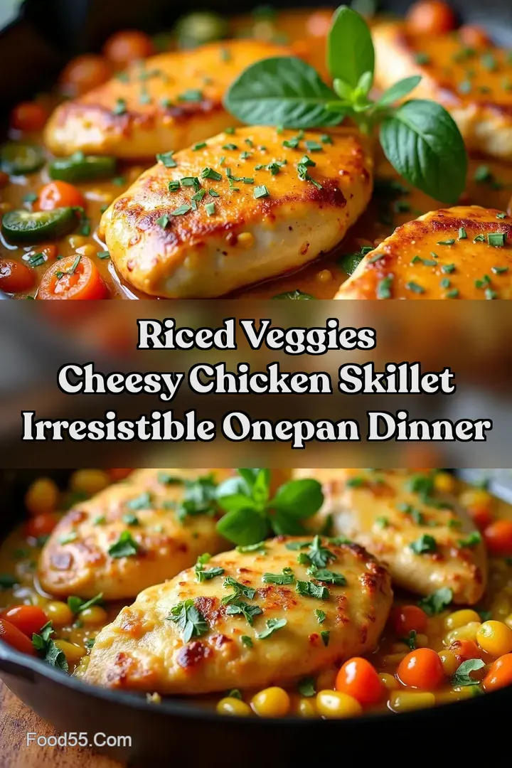 Riced Veggies Cheesy Chicken Skillet Irresistible OnePan Dinner