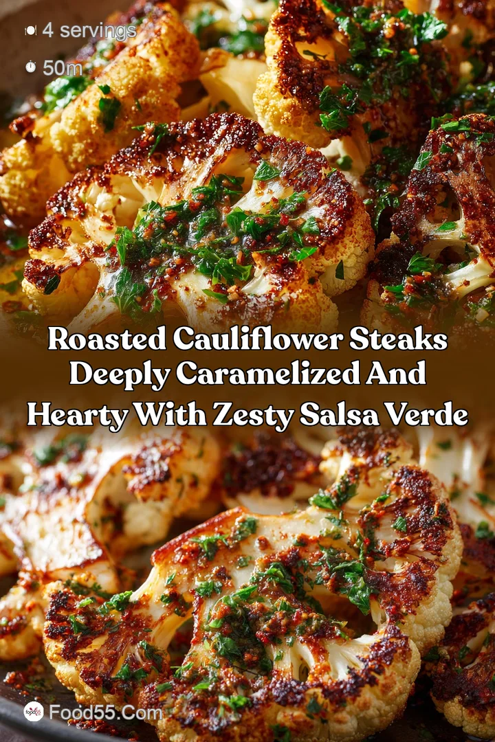 Roasted Cauliflower Steaks Deeply Caramelized and Hearty with Zesty Salsa Verde
