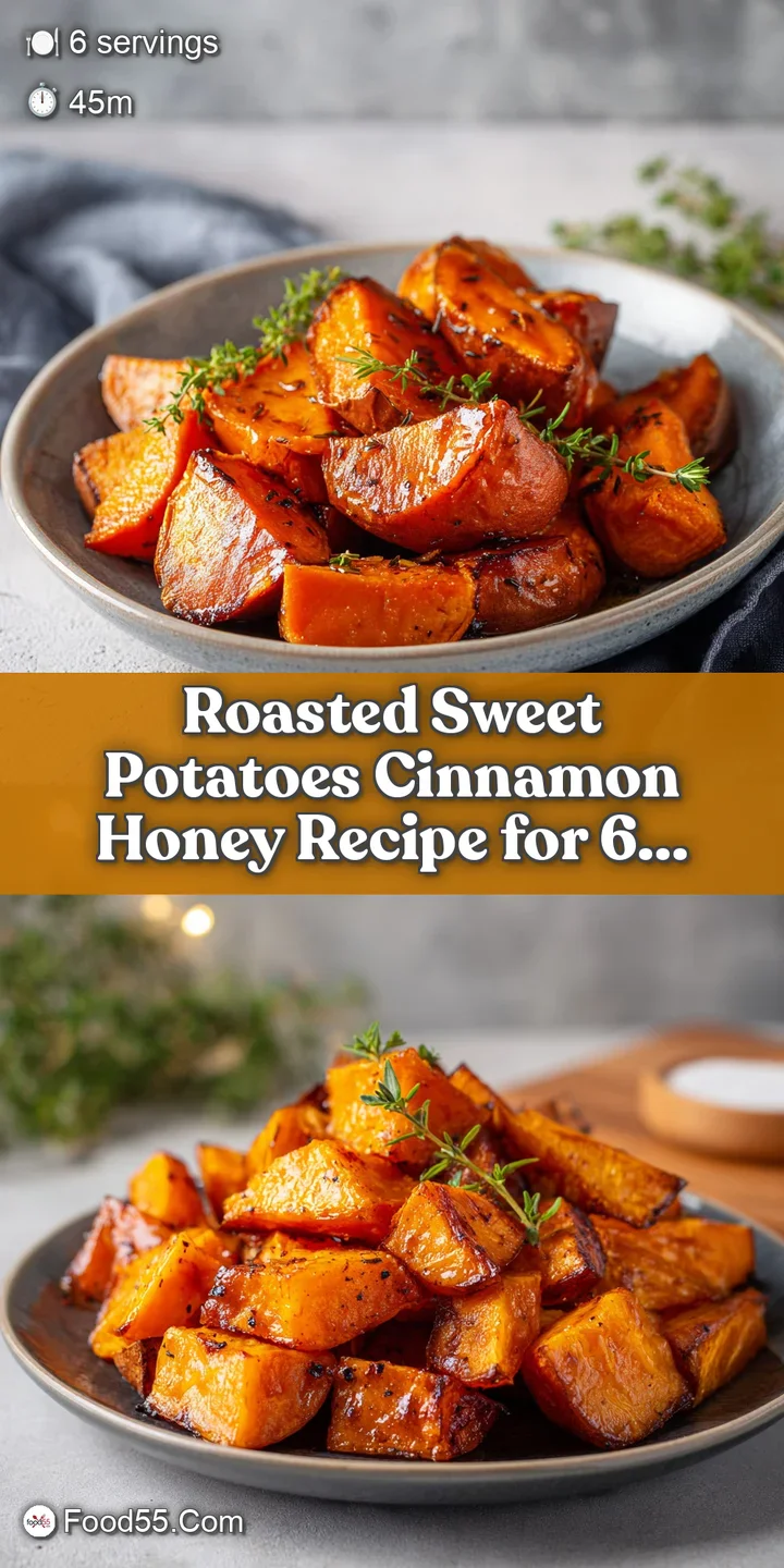 Close-up captures the glistening, caramelized texture of roasted sweet potatoes. Cinnamon and honey coat the warm, invitin...