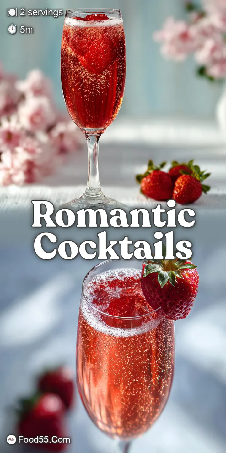 Close-up of a refreshing pink strawberry cocktail; condensation clings to the glass, showing off effervescent bubbles and ...