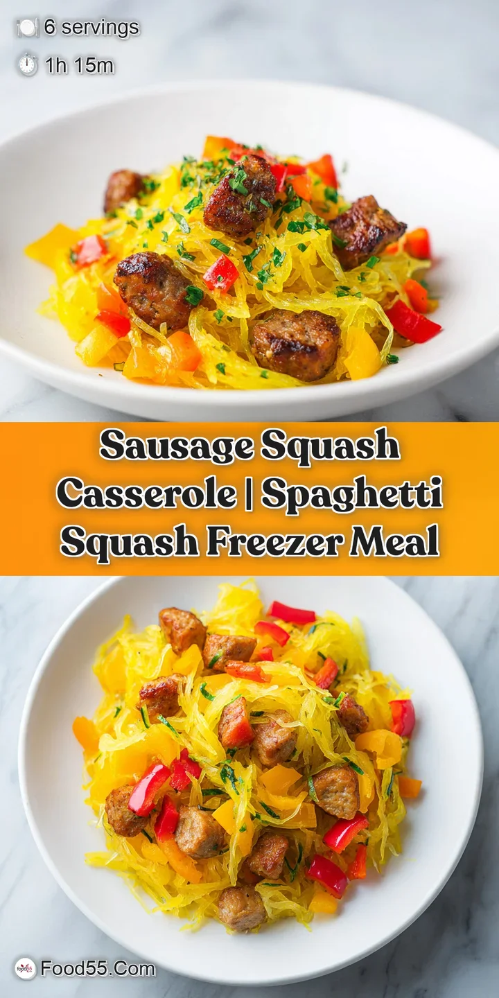 Close-up of sizzling browned sausage and soft, colorful peppers coated in a rich, bubbly golden cheese sauce.