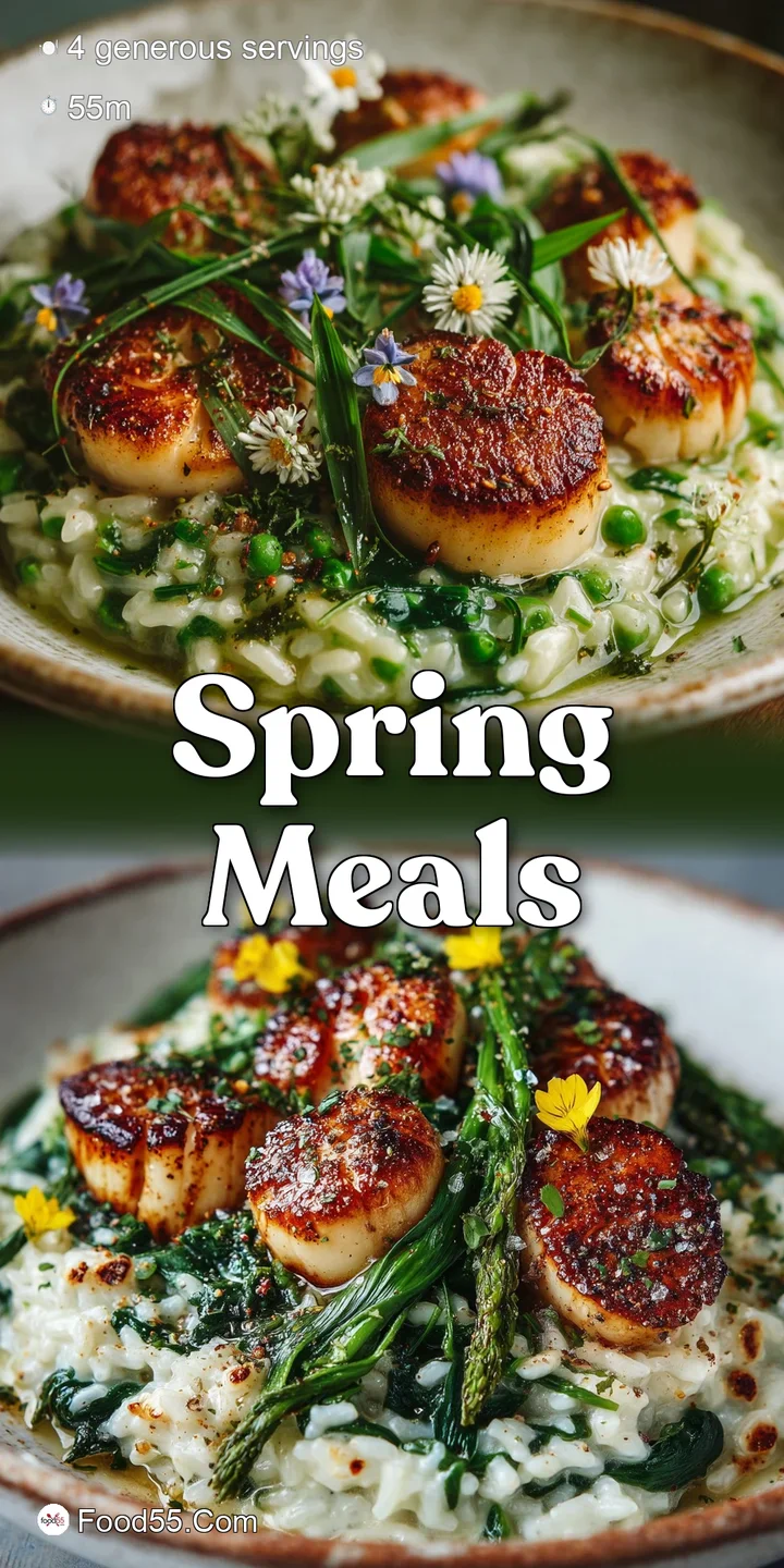 spring meals: Creamy Risotto with Scallops Wild Garlic - Food55