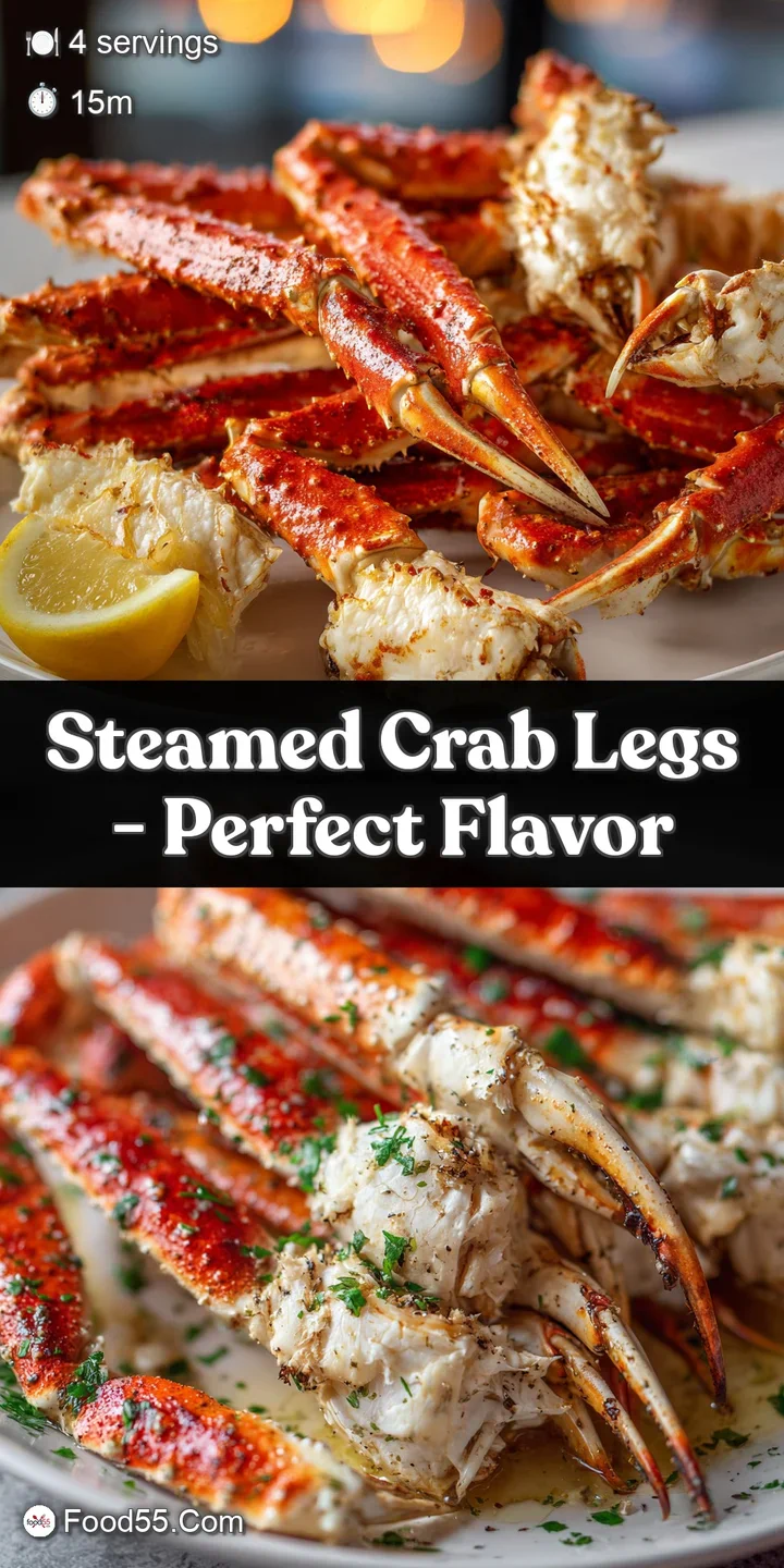 Close-up of a glistening, perfectly steamed crab leg, its shell a deep, inviting red. Glimpse of succulent white meat prom...