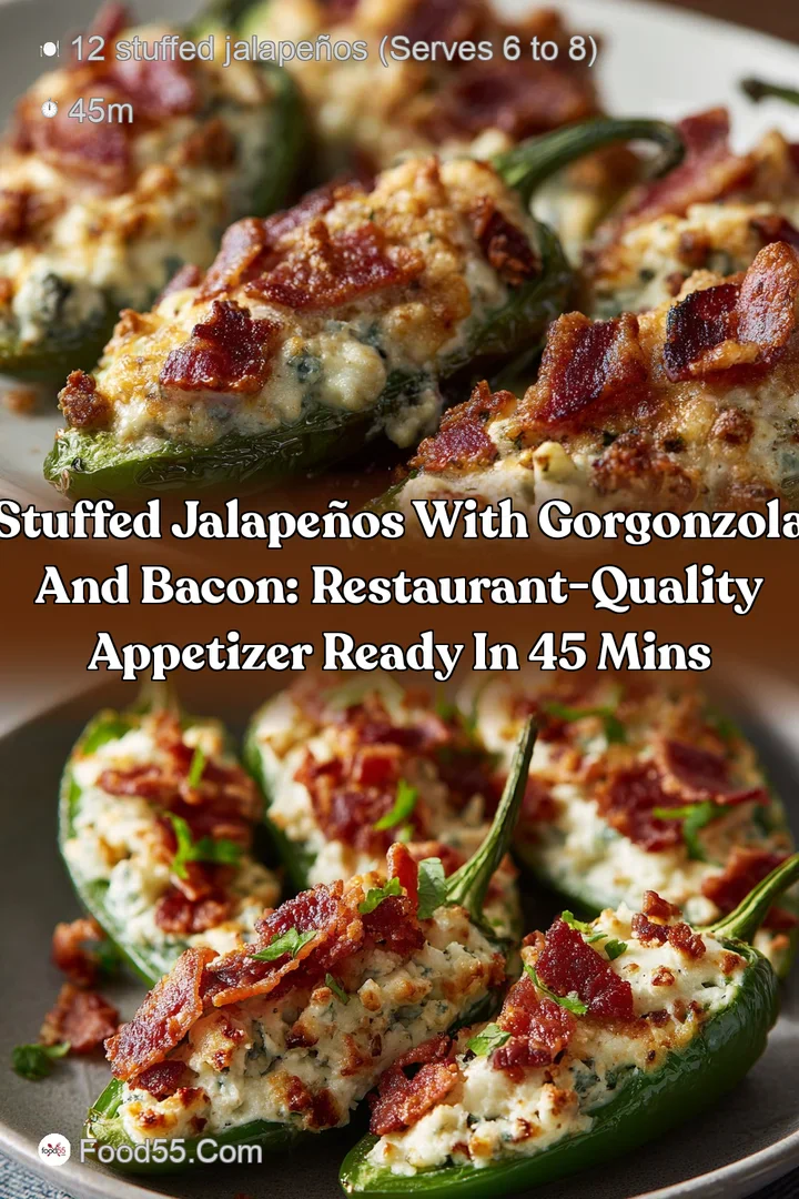 Stuffed Jalape&ntilde;os with Gorgonzola and Bacon: Restaurant-Quality Appetizer Ready in 45 Mins