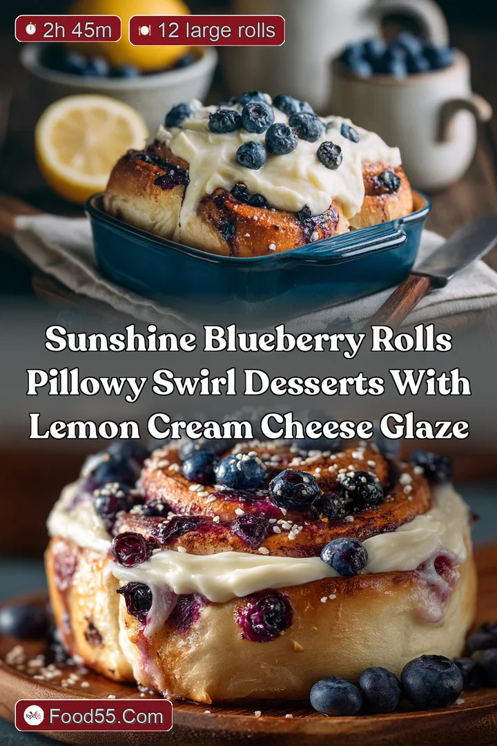 Sunshine Blueberry Rolls Pillowy Swirl Desserts with Lemon Cream Cheese Glaze
